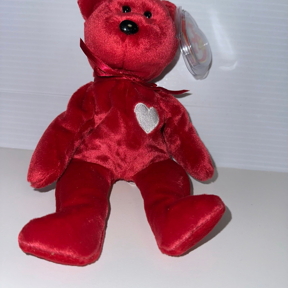 Ty Valentina Beanie Baby Bear Plush Toy Red Valentine's Day Canadian Tush NWT - Picture 9 of 16